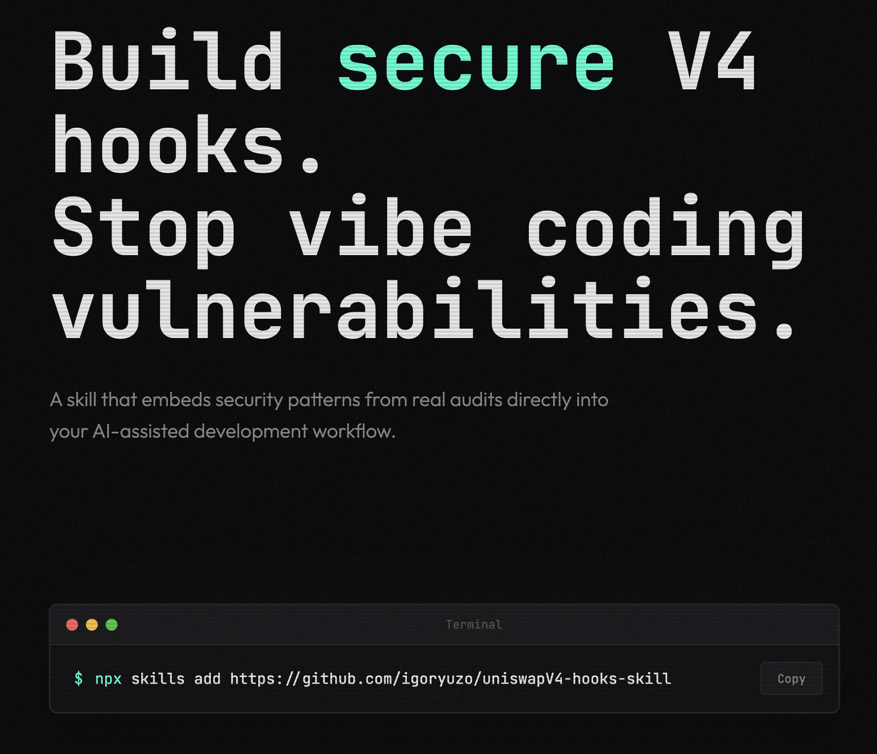 v4hooks.dev — Secure Uniswap V4 Hook Development | Claude Code Skill